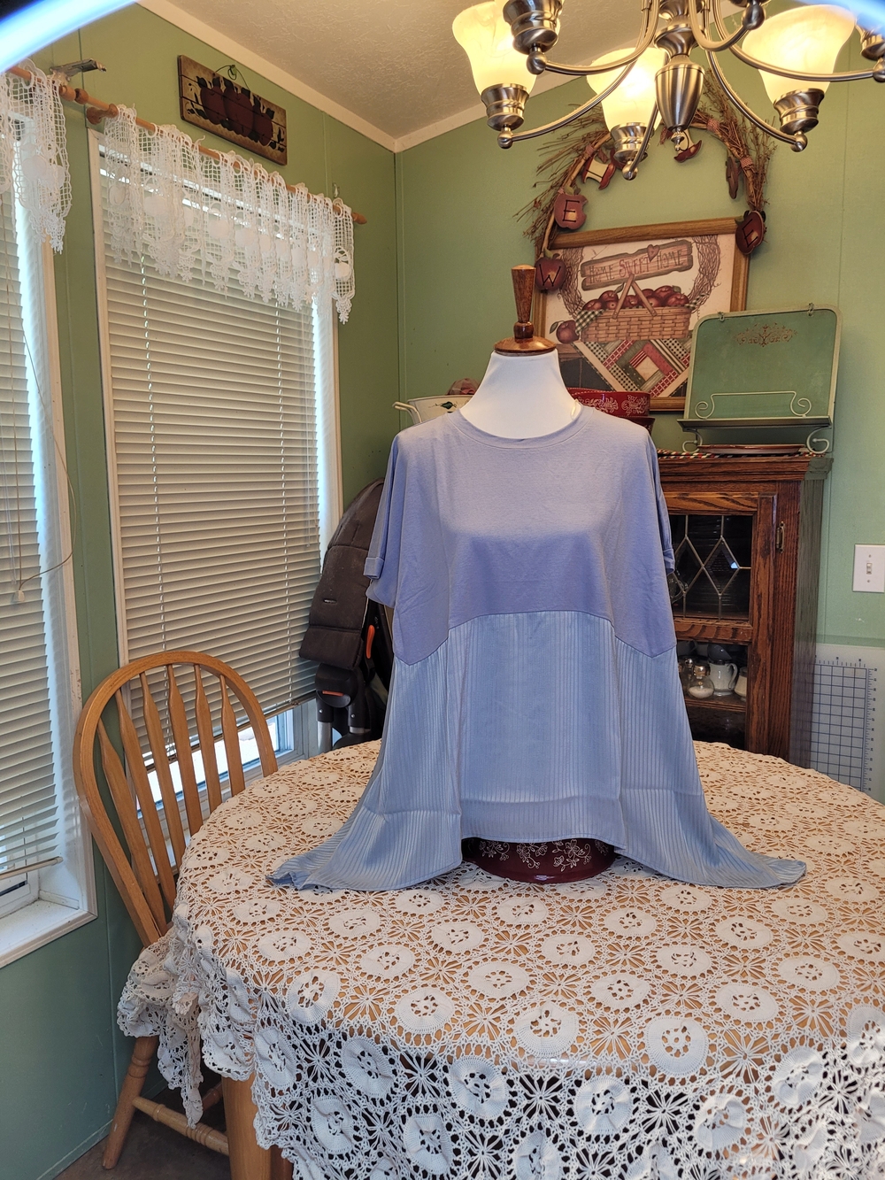 Umgee Blue Layered Short Sleeve Top NWT